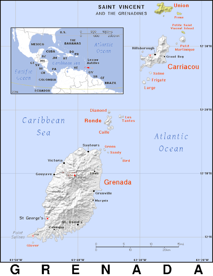 Carte île de Grenade